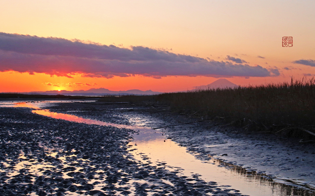 Fuji over mudflats